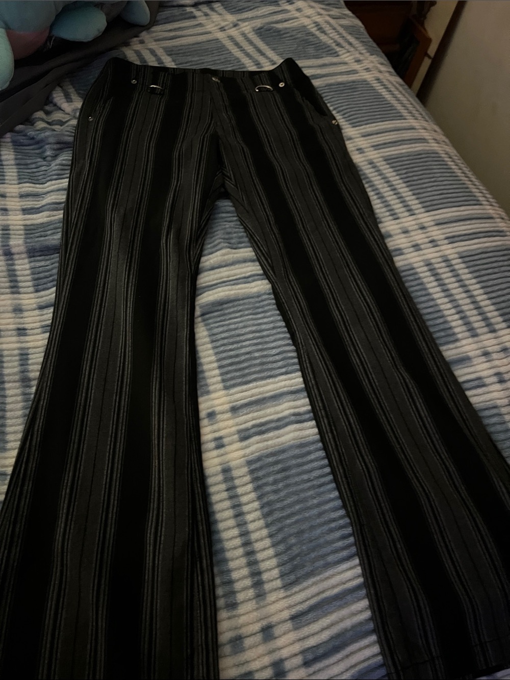 Black Striped Bootcut Pants